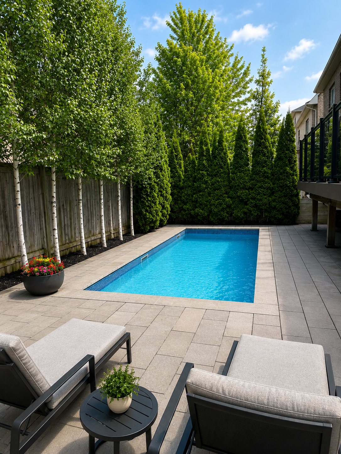 Modern Pool & Interlock Backyard
